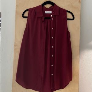 Everlane Burgundy Silk Sleeveless Shirt